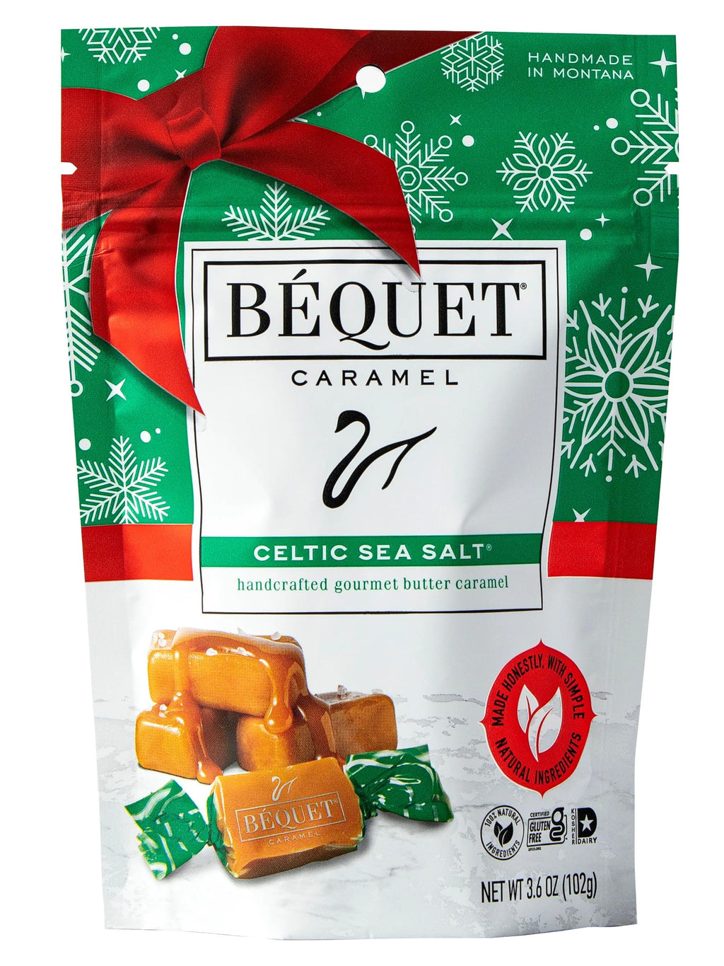 Bequet Chewy Celtic Sea Salt Caramels, Case of 12, 3.6 Ounce Bags