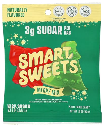 SmartSweets Merry Mix Candy, Case of 14, 1.8 Ounce Bags