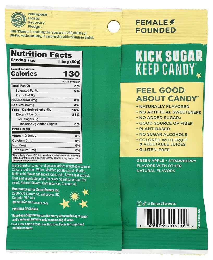 SmartSweets Merry Mix Candy, Case of 14, 1.8 Ounce Bags
