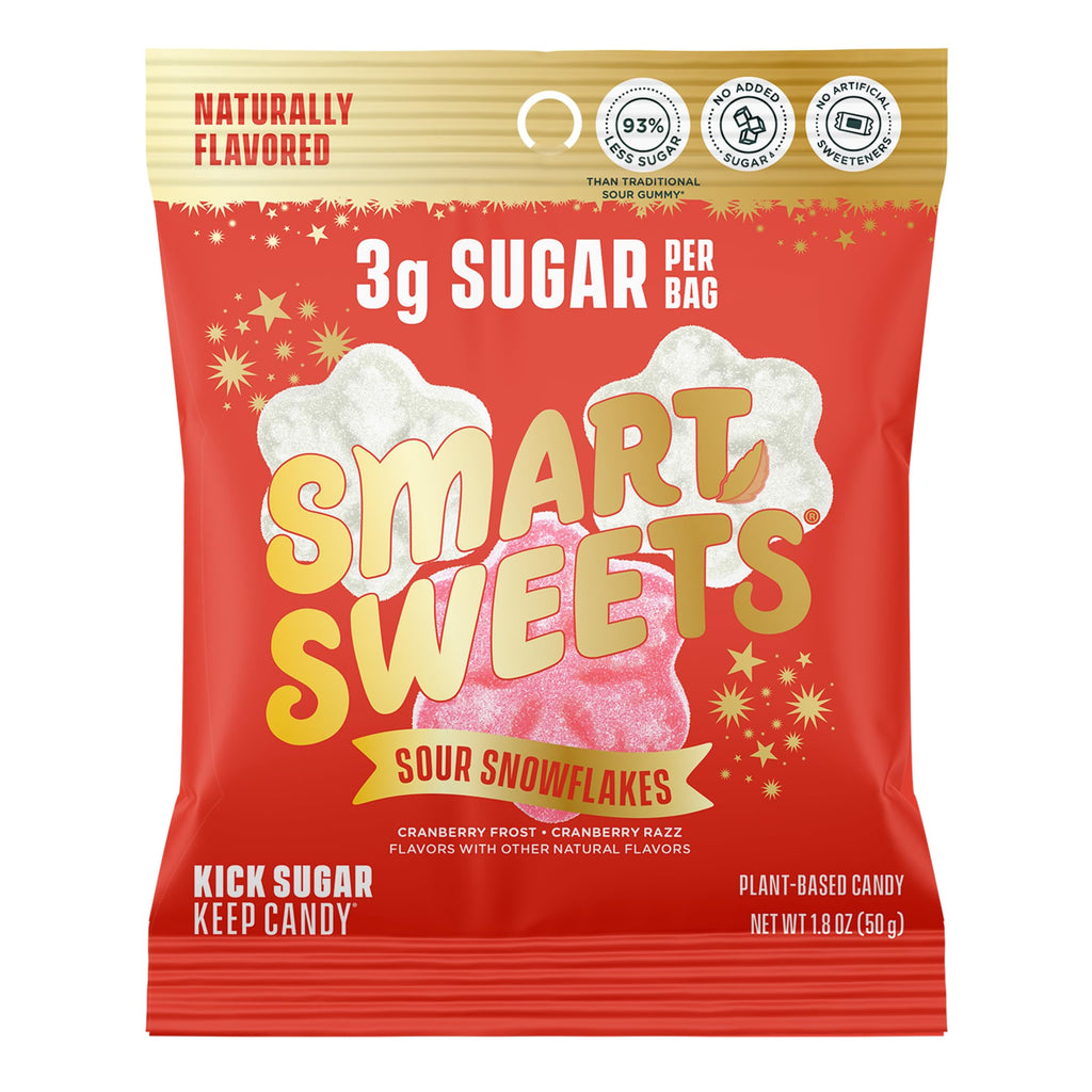 SmartSweets Sour Snowflakes Candy, 1.8 oz, Case of 14