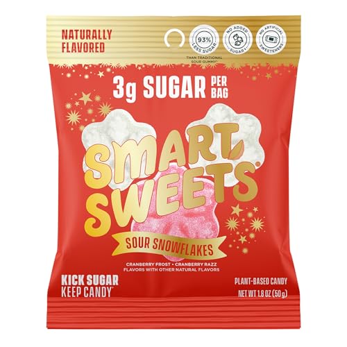 SmartSweets Sour Snowflakes Candy, 1.8 oz, Case of 14