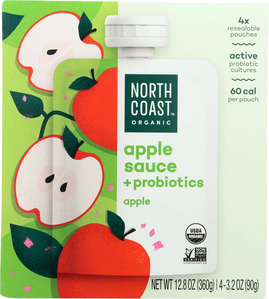 North Coast Organic Apple Sauce with Probiotics, Case of 6, 4 Count, 3.2 Ounce
