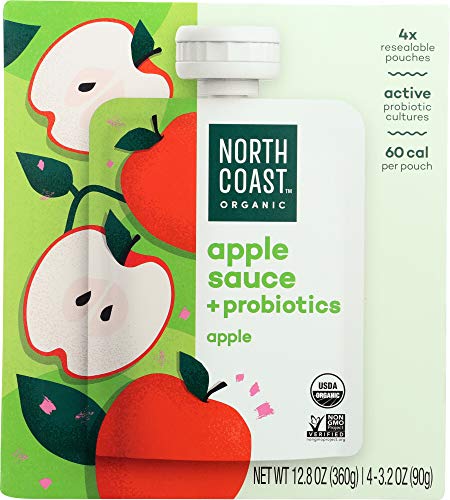 North Coast Organic Apple Sauce with Probiotics, Case of 6, 4 Count, 3.2 Ounce