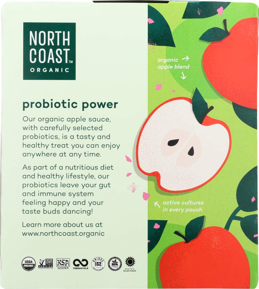 North Coast Organic Apple Sauce with Probiotics, Case of 6, 4 Count, 3.2 Ounce
