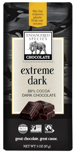 Endangered Species Chocolate Extreme Dark Chocolate Orca Bar, Case of 12, 3 Ounce