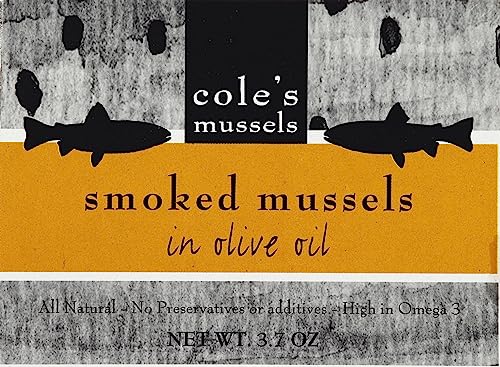 Cole's Smoked Mussels in Olive Oil, Case of 5, 4 Ounce