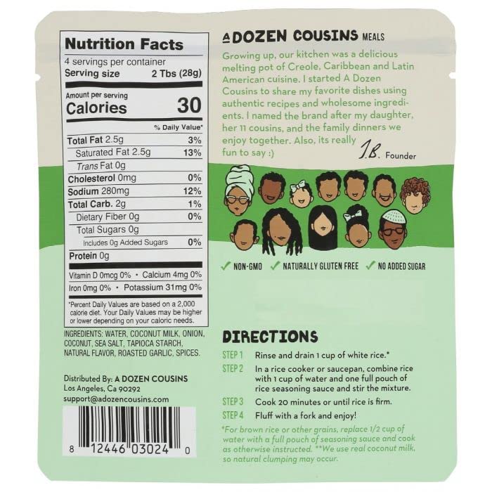 A Dozen Cousins Caribbean Coconut Rice Seasoning Sauce, Case of 10, 4 fl oz