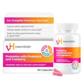 vH Essentials Probiotics with Prebiotics and Cranberry Feminine Health Supplement, Case of 4, 60 Count Bottles