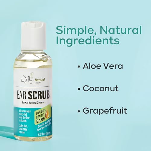 Wally's Natural Adult Ear Cleansing Scrub with Soft-Tipped Scrubber, 2 fl oz
