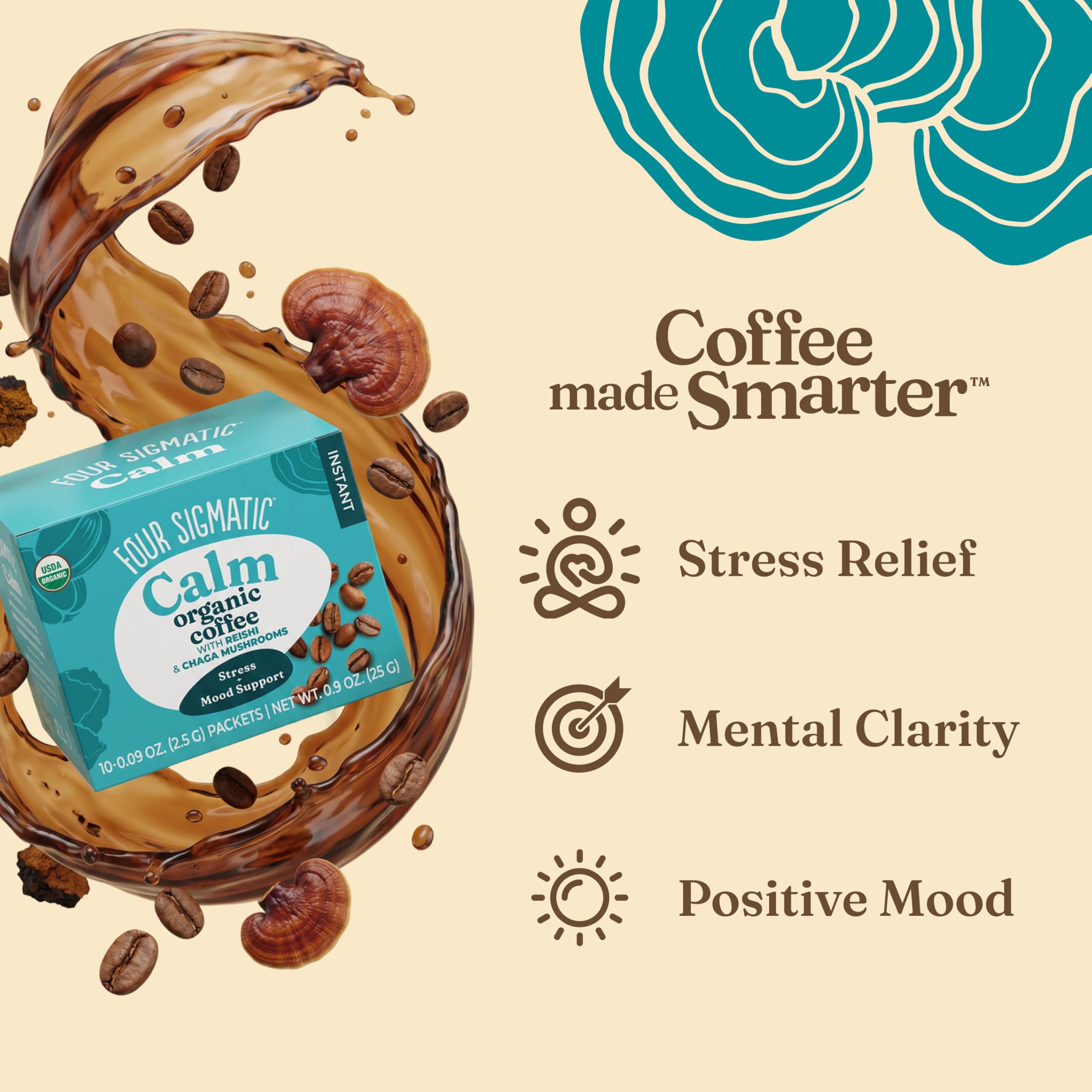 Four Sigmatic Organic Calm Instant Coffee, 10 Count