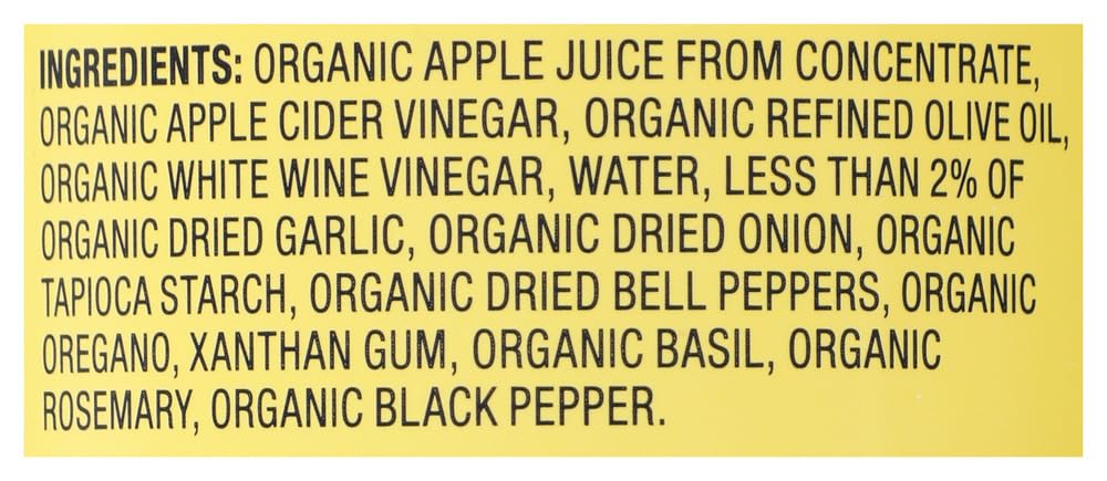 Organicville Organic No Salt Added Italian Vinaigrette Dressing, Case of 6, 8 Fl Oz Bottles