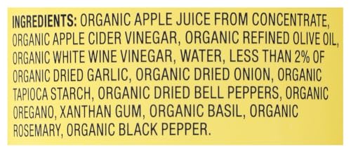 Organicville Organic No Salt Added Italian Vinaigrette Dressing, Case of 6, 8 Fl Oz Bottles