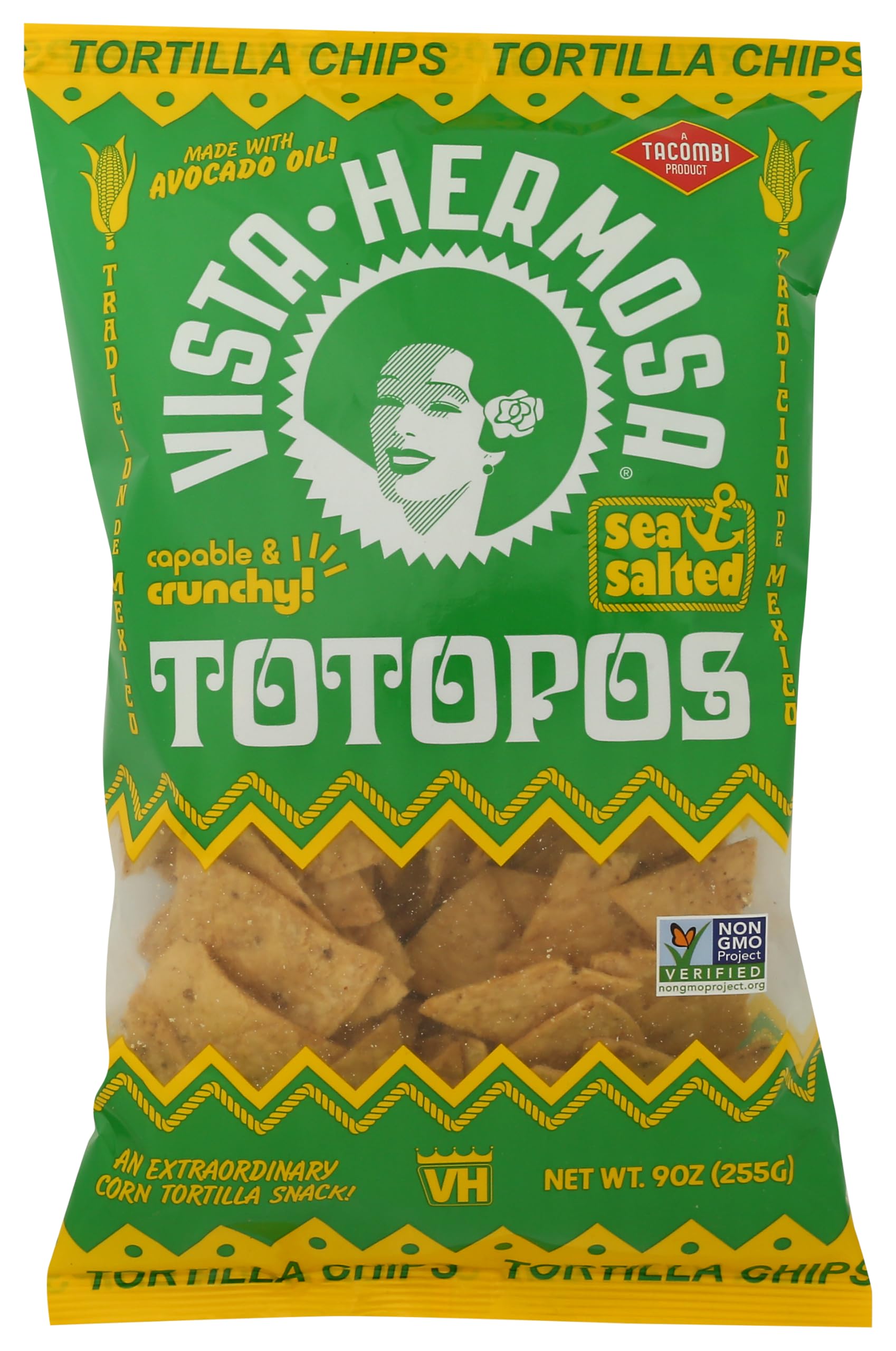 Vista Hermosa Sea Salt Tortilla Chips, Case of 9, 9 Ounce