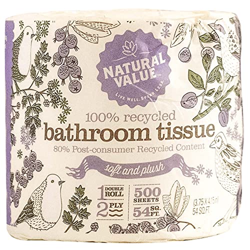 Natural Value Single Roll Bath Tissue, 500 Sheets, Case of 45