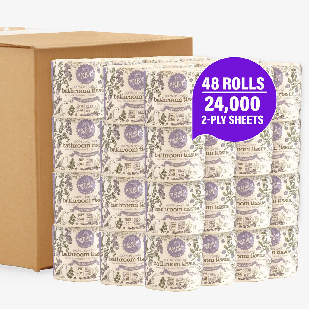 Natural Value Single Roll Bath Tissue, 500 Sheets, Case of 45