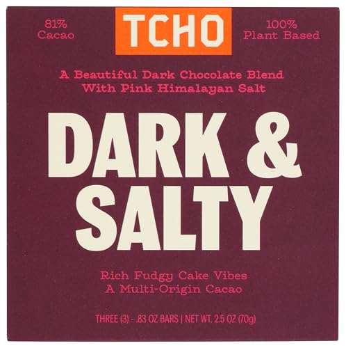 TCHO Organic Dark and Salty Chocolate Bar, Case of 10, 2.1 Ounce
