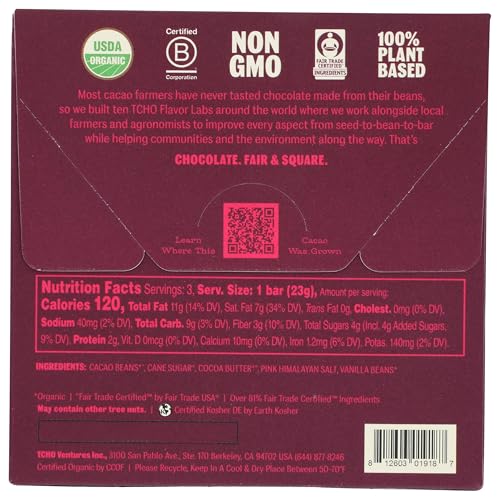 TCHO Organic Dark and Salty Chocolate Bar, Case of 10, 2.1 Ounce