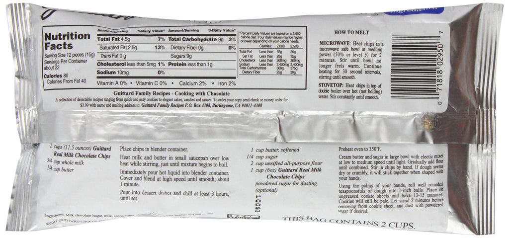 Guittard Real Milk Chocolate Baking Chips, Case of 12, 11.5 Ounce