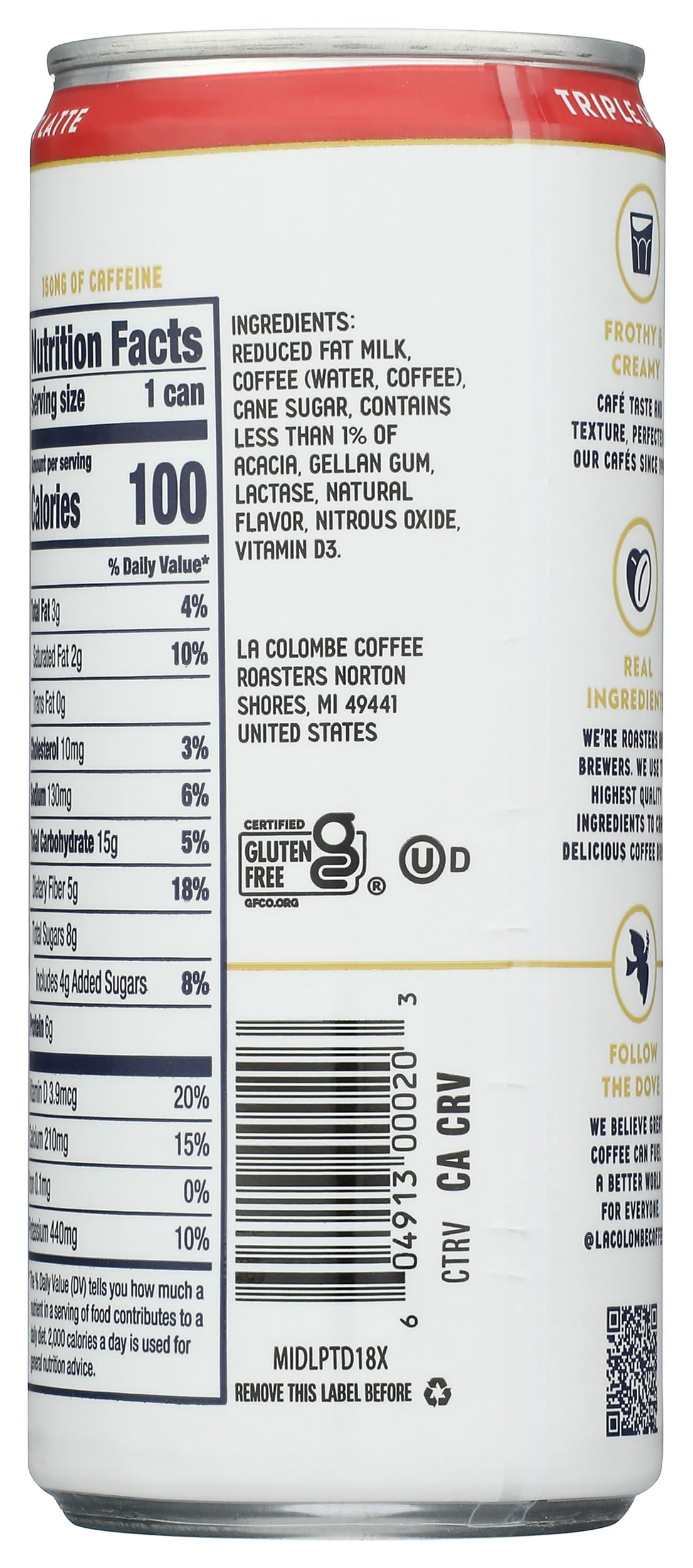 La Colombe Triple Draft Latte, Case of 12, 9 Fluid Ounce Cans