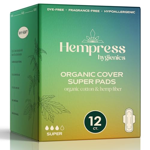 Hempress Hygienics Super Pads with Organic Cover, 12 Count