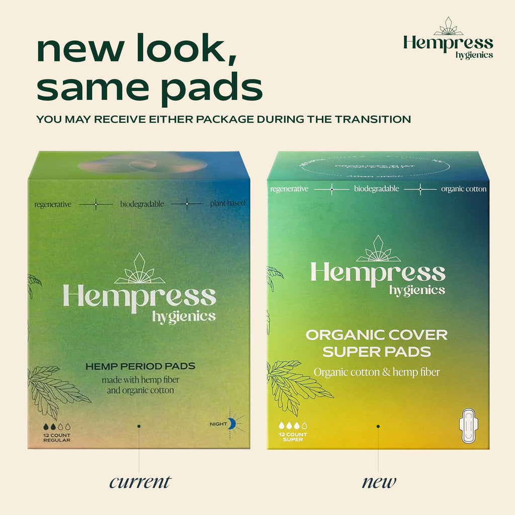 Hempress Hygienics Super Pads with Organic Cover, 12 Count