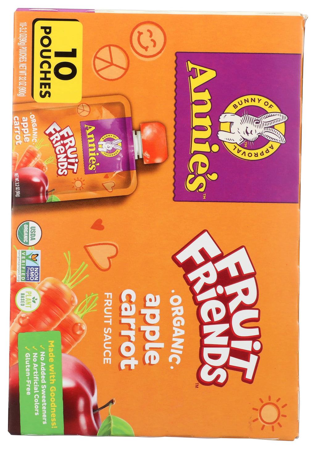 Annie's Fruit Friends Organic Apple Carrot Fruit Sauce, Case of 4, 10 Count, 3.2 Ounce Pouches