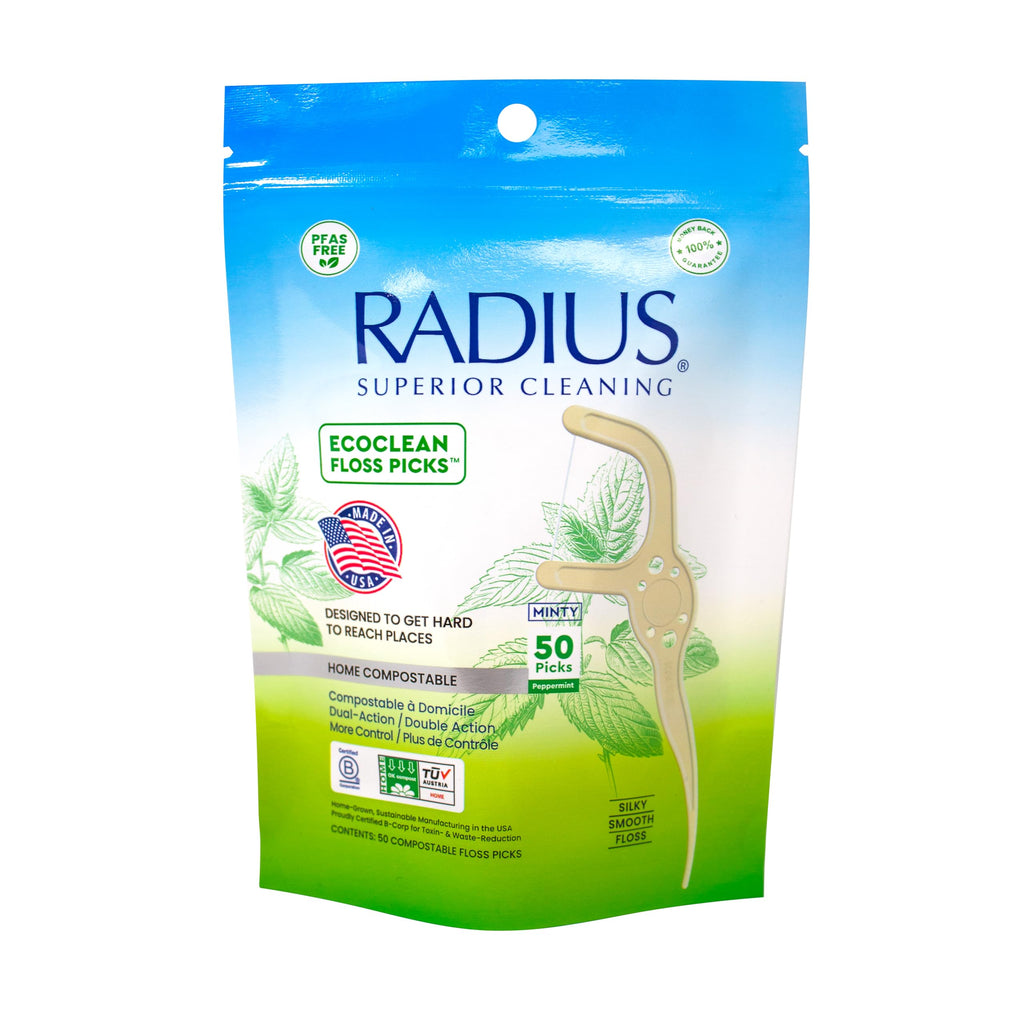 RADIUS EcoClean Minty Peppermint Adult Floss Picks, 50 Count