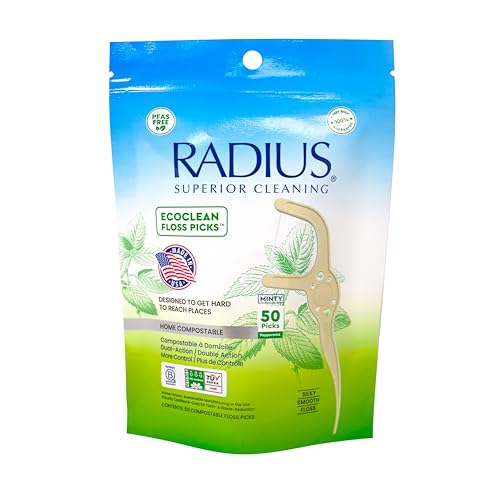 RADIUS EcoClean Minty Peppermint Adult Floss Picks, 50 Count