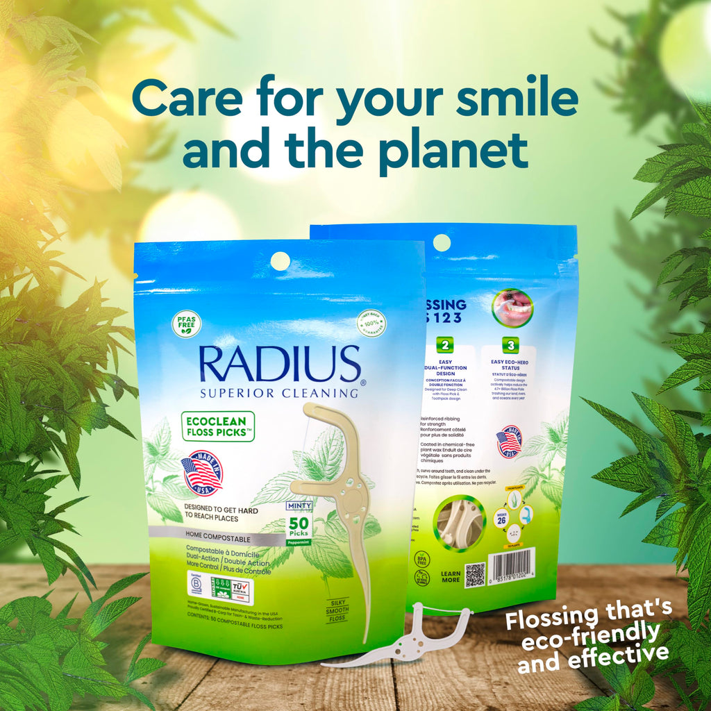 RADIUS EcoClean Minty Peppermint Adult Floss Picks, 50 Count