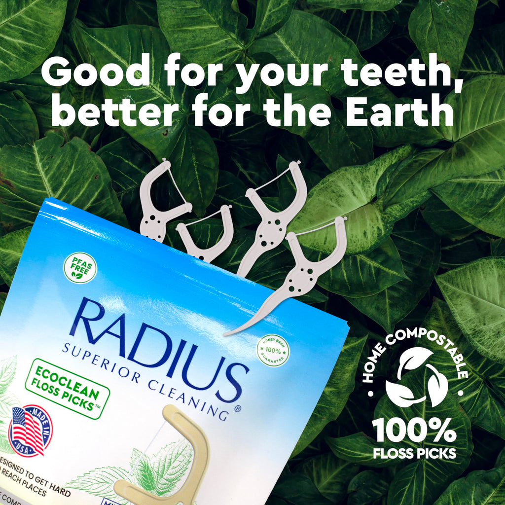 RADIUS EcoClean Minty Peppermint Adult Floss Picks, 50 Count