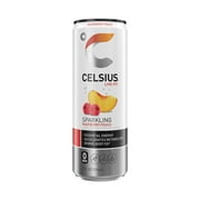 CELSIUS Sparkling Raspberry Peach Functional Energy Drink, Case of 12, 12 Fluid Ounce