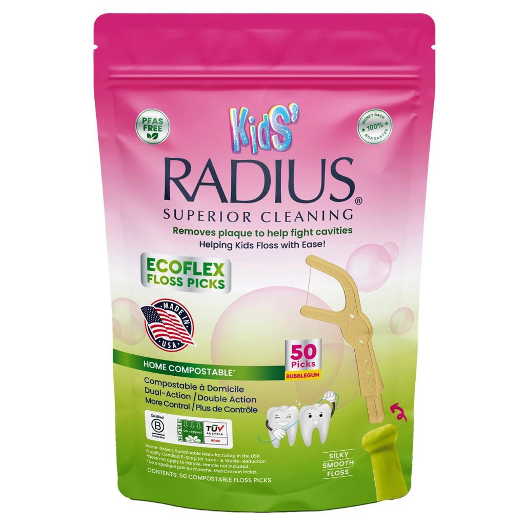RADIUS Bubblegum EcoFlex Kids Floss Picks, 50 Count