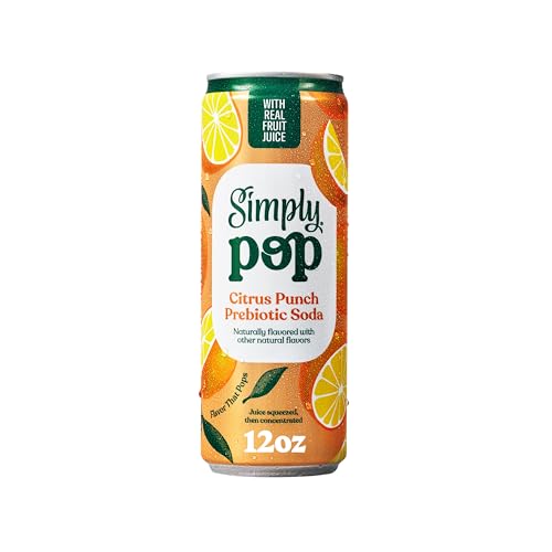 Simply Pop Citrus Punch Prebiotic Soda, Case of 12, 12 Fl Oz Cans