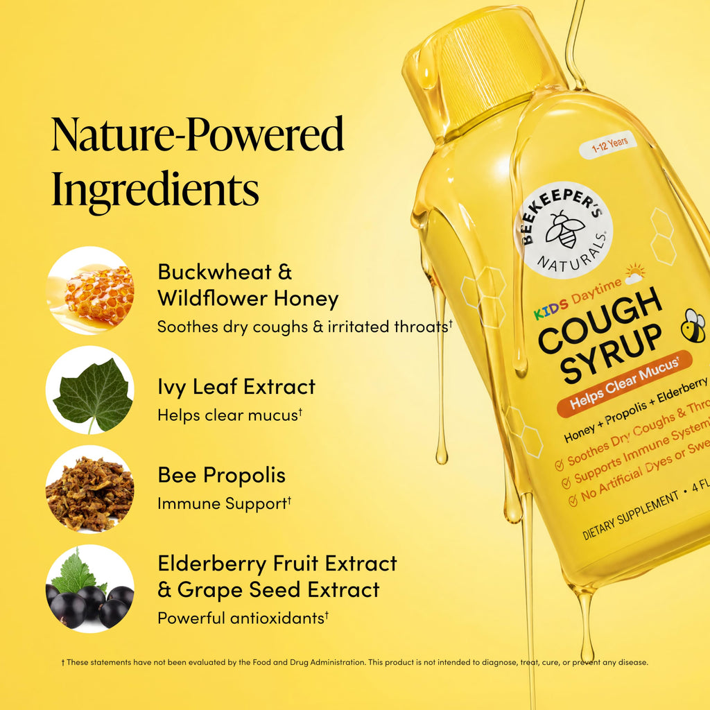 Beekeeper's Naturals Kids Propolis Cough Syrup, 4 Fl Oz