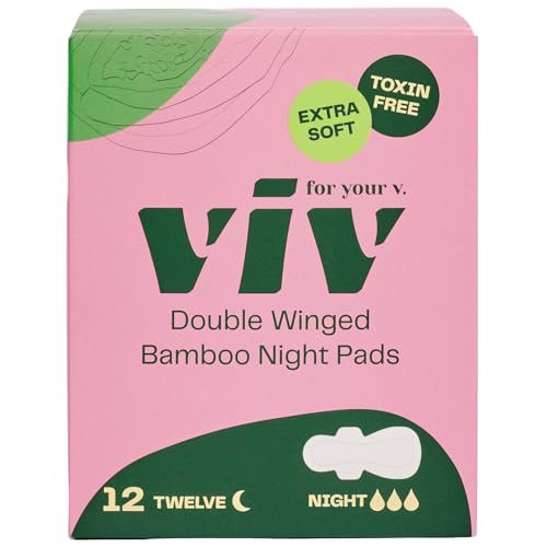 Viv For Your V Bamboo Double Wing Overnight Pads, 12 Count