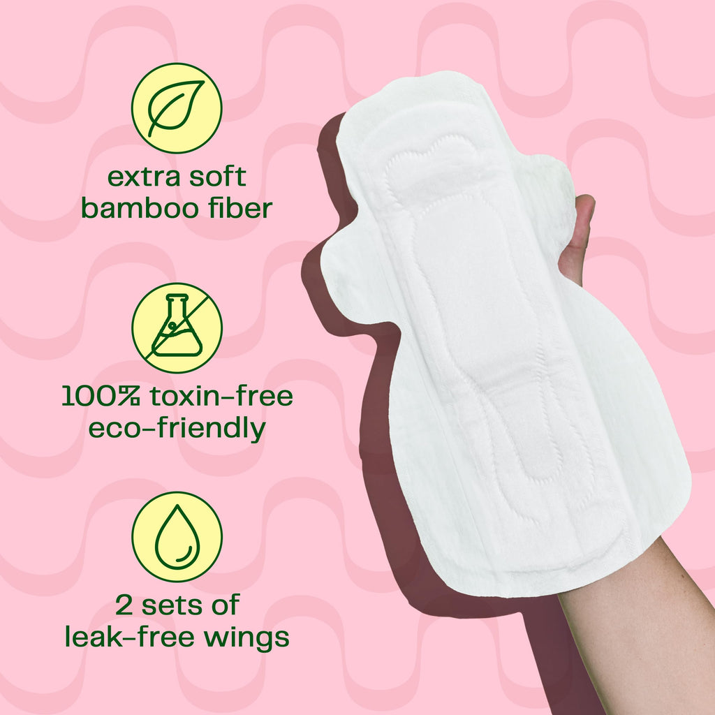 Viv For Your V Bamboo Double Wing Overnight Pads, 12 Count