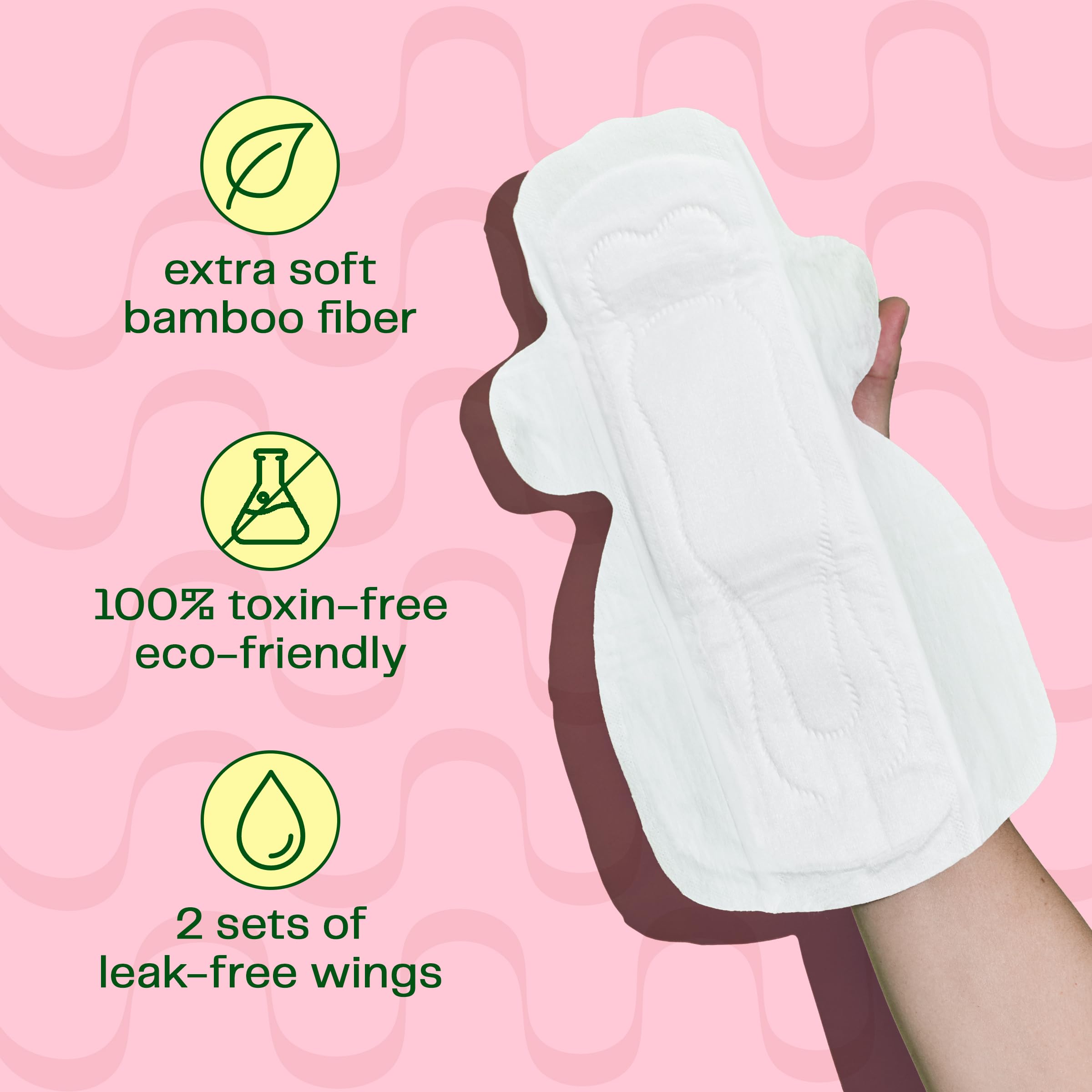 Viv For Your V Bamboo Double Wing Overnight Pads, 12 Count
