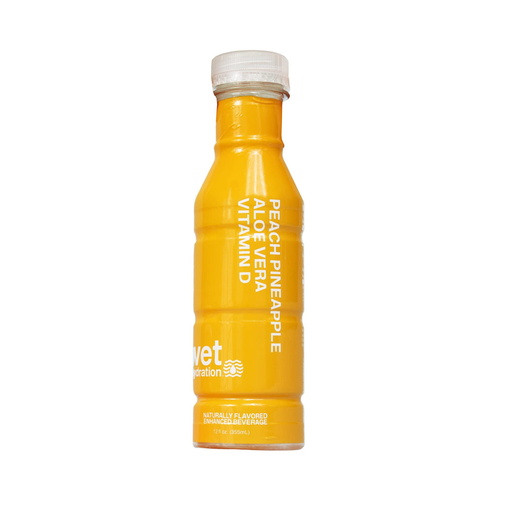 Wet Hydration Glow Peach Pineapple Electrolyte Drink, Case of 12, 12 Fl Oz Cans
