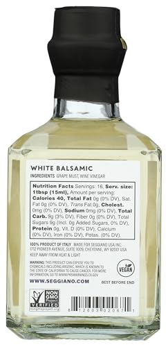 Seggiano White Balsamic Vinegar, 8.4 Fluid Ounce Bottles, Case of 6