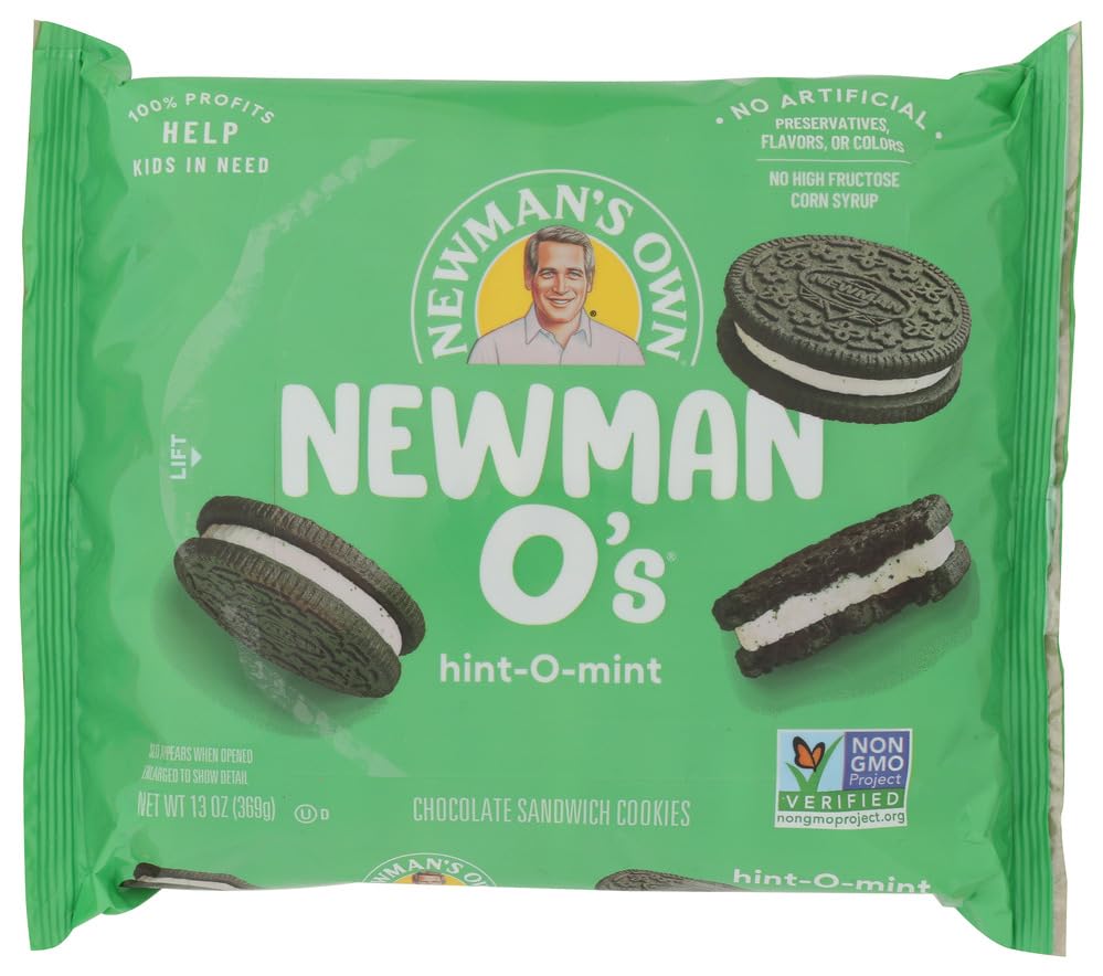 Newman's Own Mint Chocolate Sandwich Cookies, Case of 8, 13 Ounce Packs