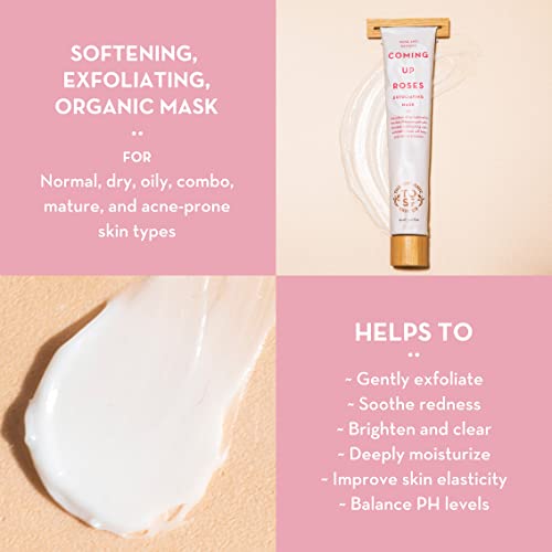 The Organic Skin Co Coming Up Roses Rose and Bamboo Hydrating Face Mask Exfoliating Scrub, 2 Fluid Ounces
