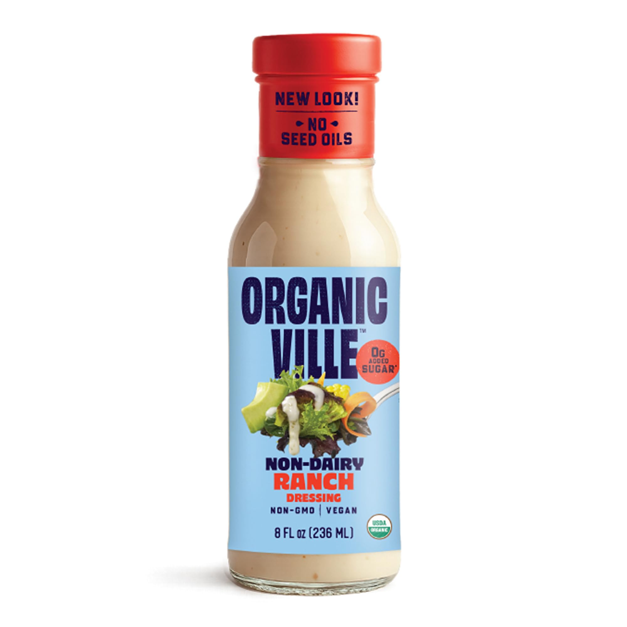 Organicville Organic Non-Dairy Ranch Vinaigrette, Case of 6, 8 Fluid Ounce
