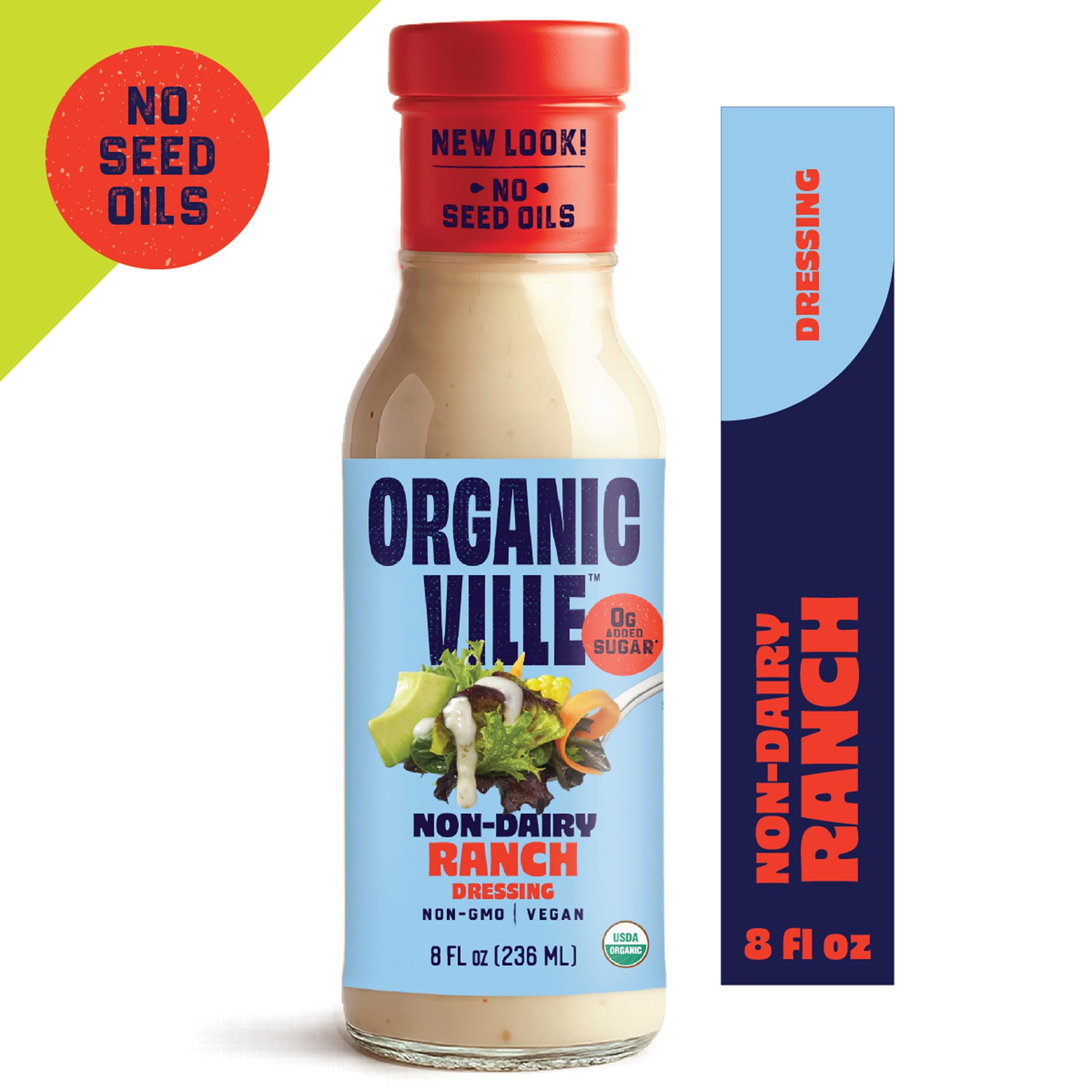 Organicville Organic Non-Dairy Ranch Vinaigrette, Case of 6, 8 Fluid Ounce