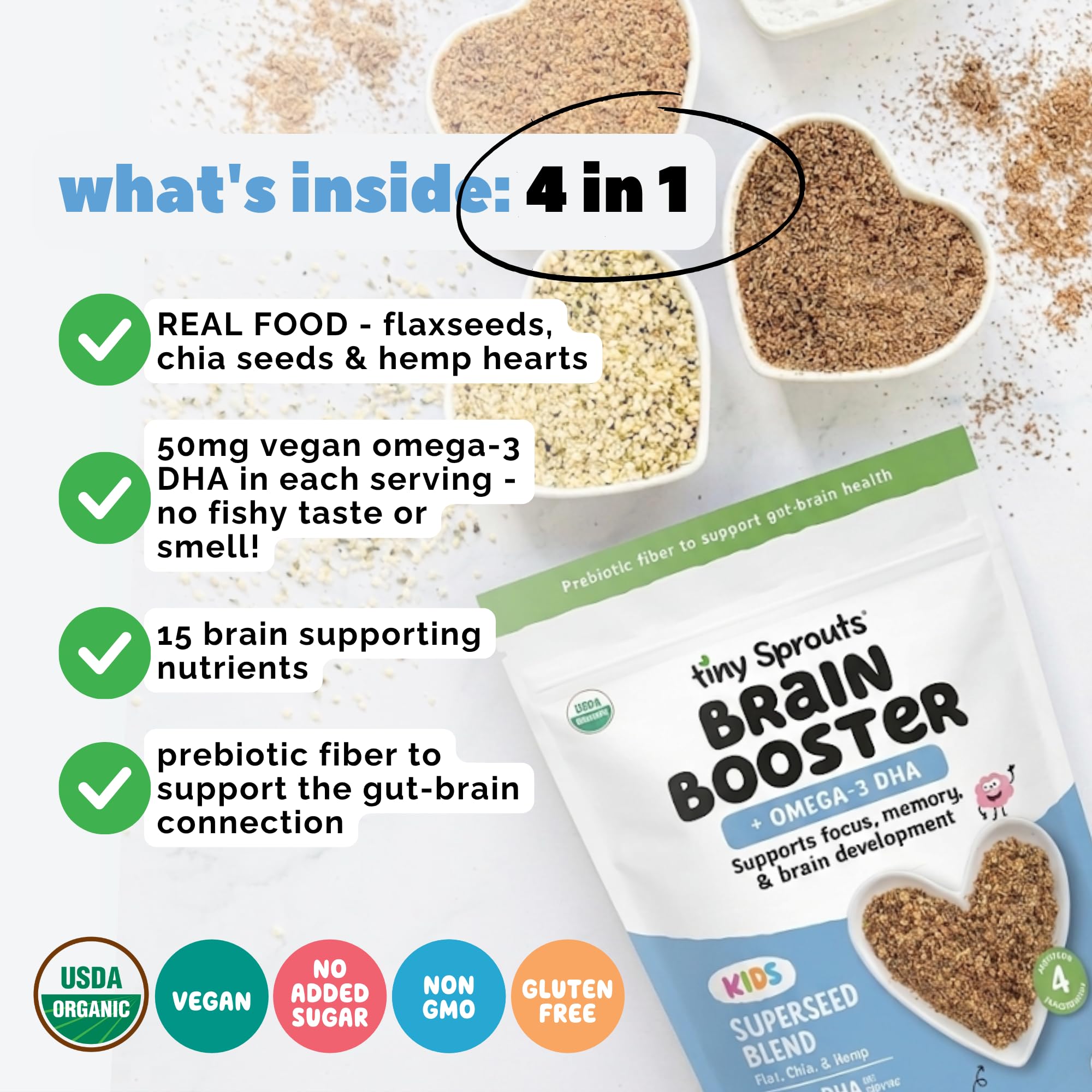 Tiny Sprouts Organic Brain Booster Omega-3 DHA, 7 Ounce