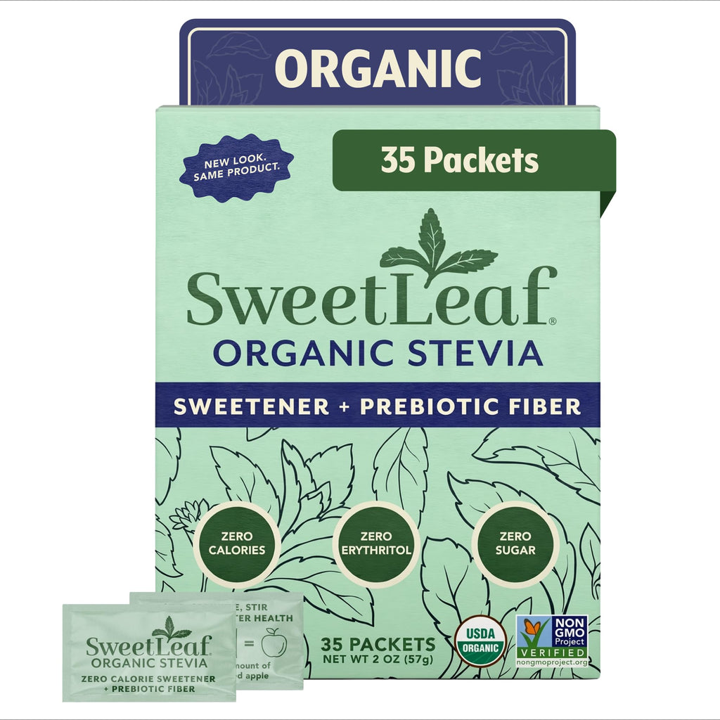 SweetLeaf Organic Stevia Sweetener, Case of 6, 35 Count