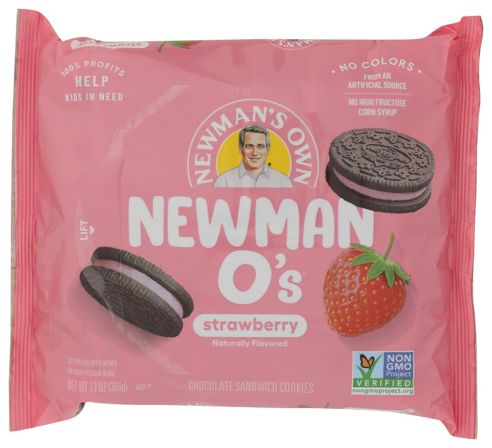 Newman's Own Strawberry Chocolate Sandwich Cookies, Case of 8, 13 Ounce