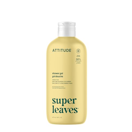 ATTITUDE Super Leaves Earl Grey and Fresh Cucumber Shower Gel, Case of 6, 16 fl oz
