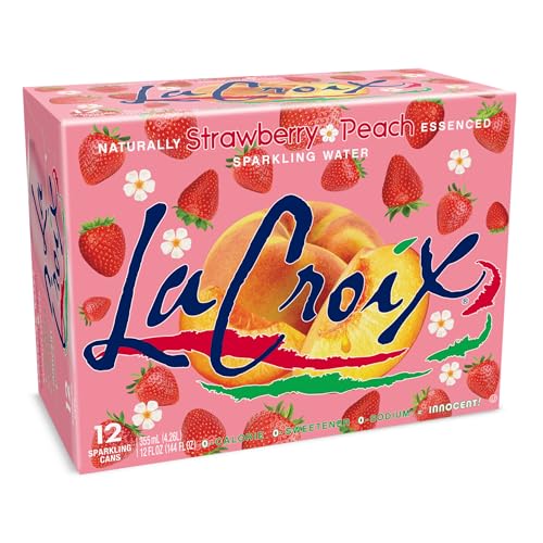 LaCroix Strawberry Peach Sparkling Water, Case of 2, 12 Cans, 12 fl oz Each