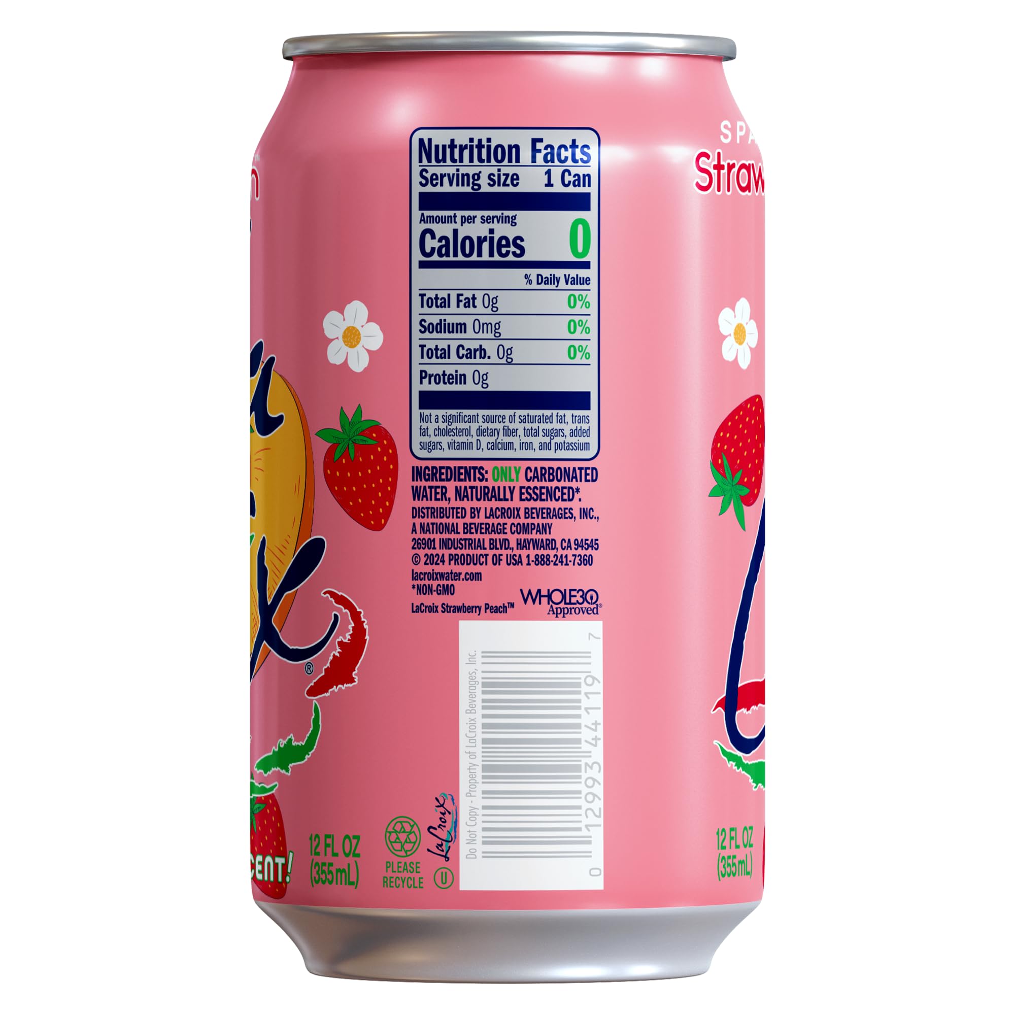 LaCroix Strawberry Peach Sparkling Water, Case of 2, 12 Cans, 12 fl oz Each