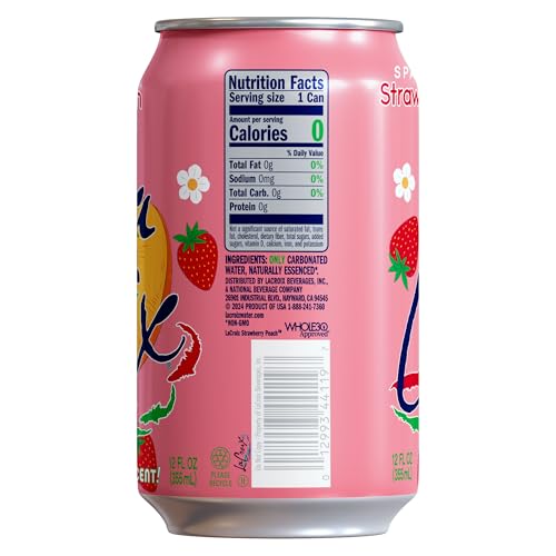 LaCroix Strawberry Peach Sparkling Water, Case of 2, 12 Cans, 12 fl oz Each